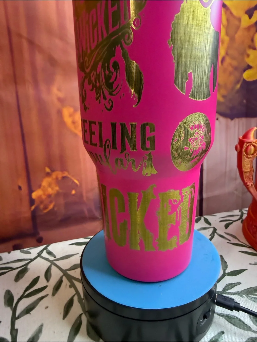 40oz Custom Engraved Wicked Tumbler with Iridescent bling